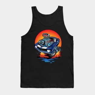 Funny Classic Sixties American Muscle Car Hot Rod Cartoon Tank Top